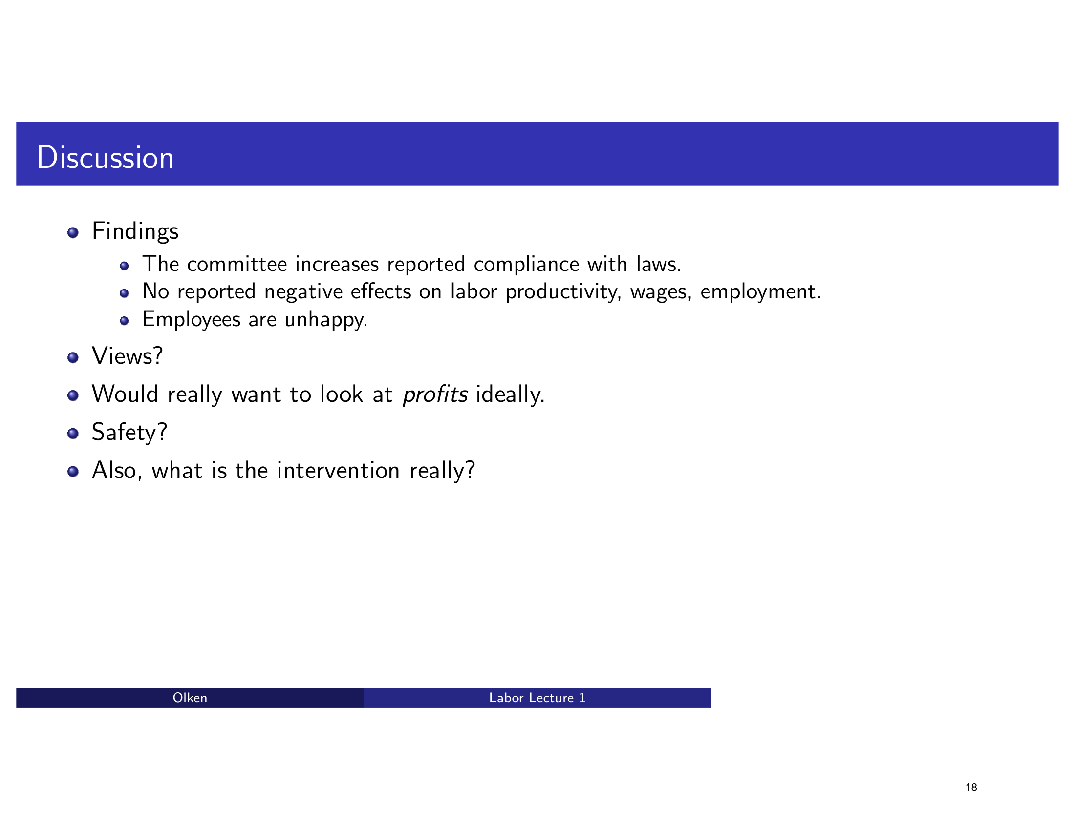 Before: Original slide 18 — flat bullet point discussion