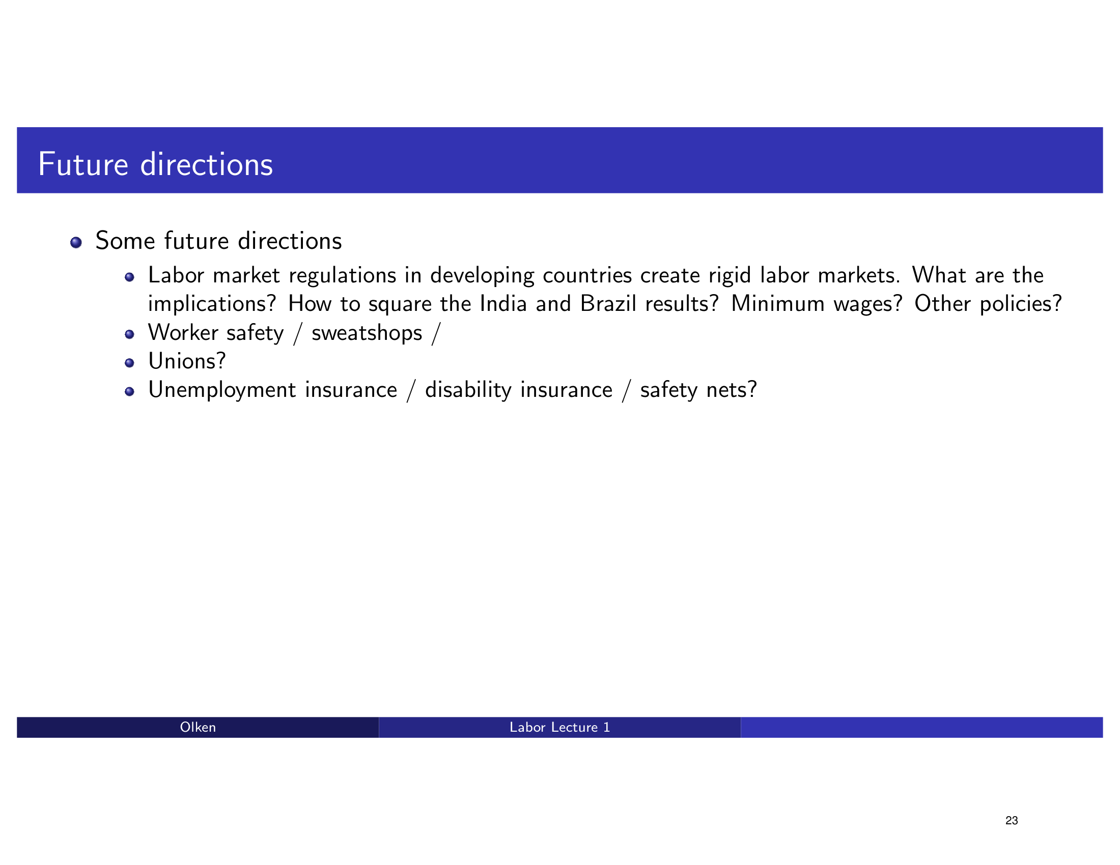 Before: Original slide 23 — flat bullet list of research topics