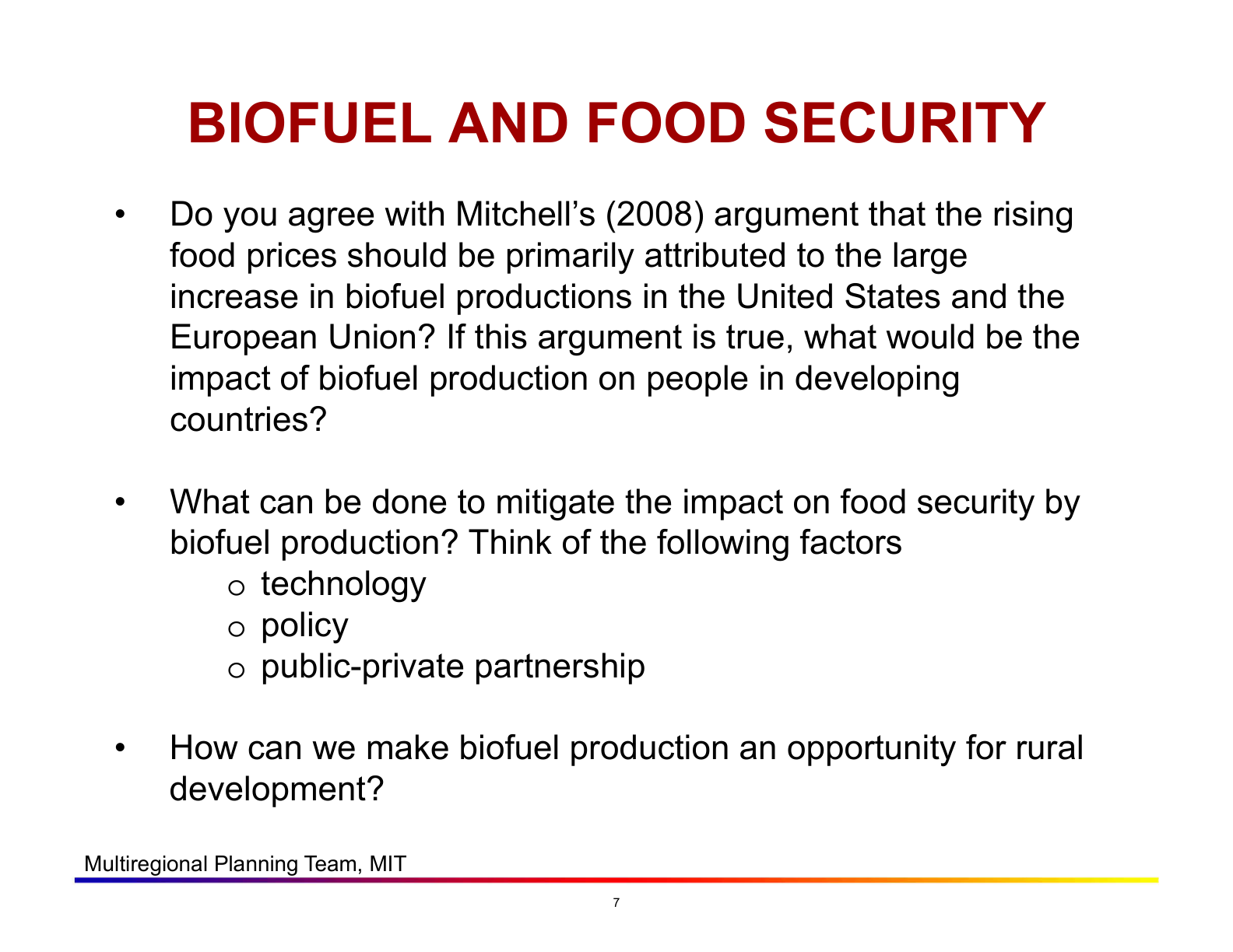 Before: Original slide 7 — dense discussion questions
