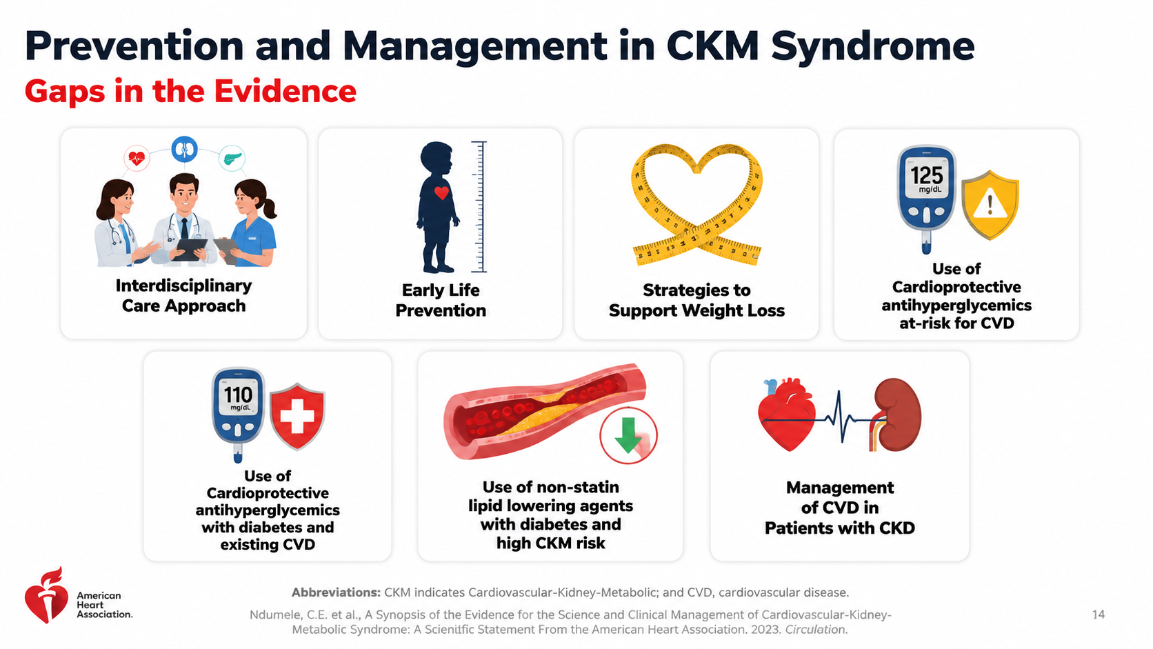 After: Redesigned slide 14 with illustrated evidence gap cards