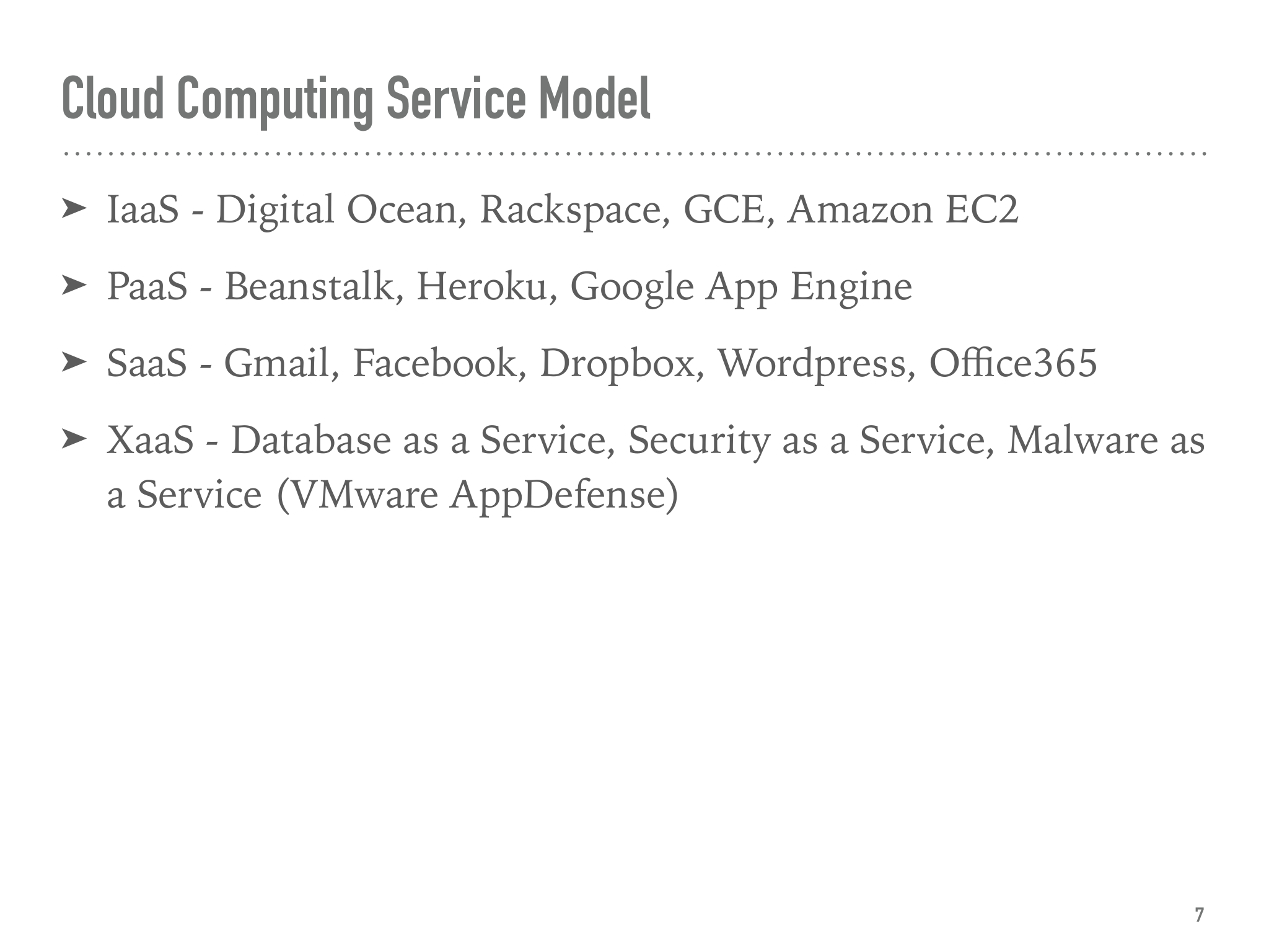 Before: Flat IaaS/PaaS/SaaS/XaaS bullet list