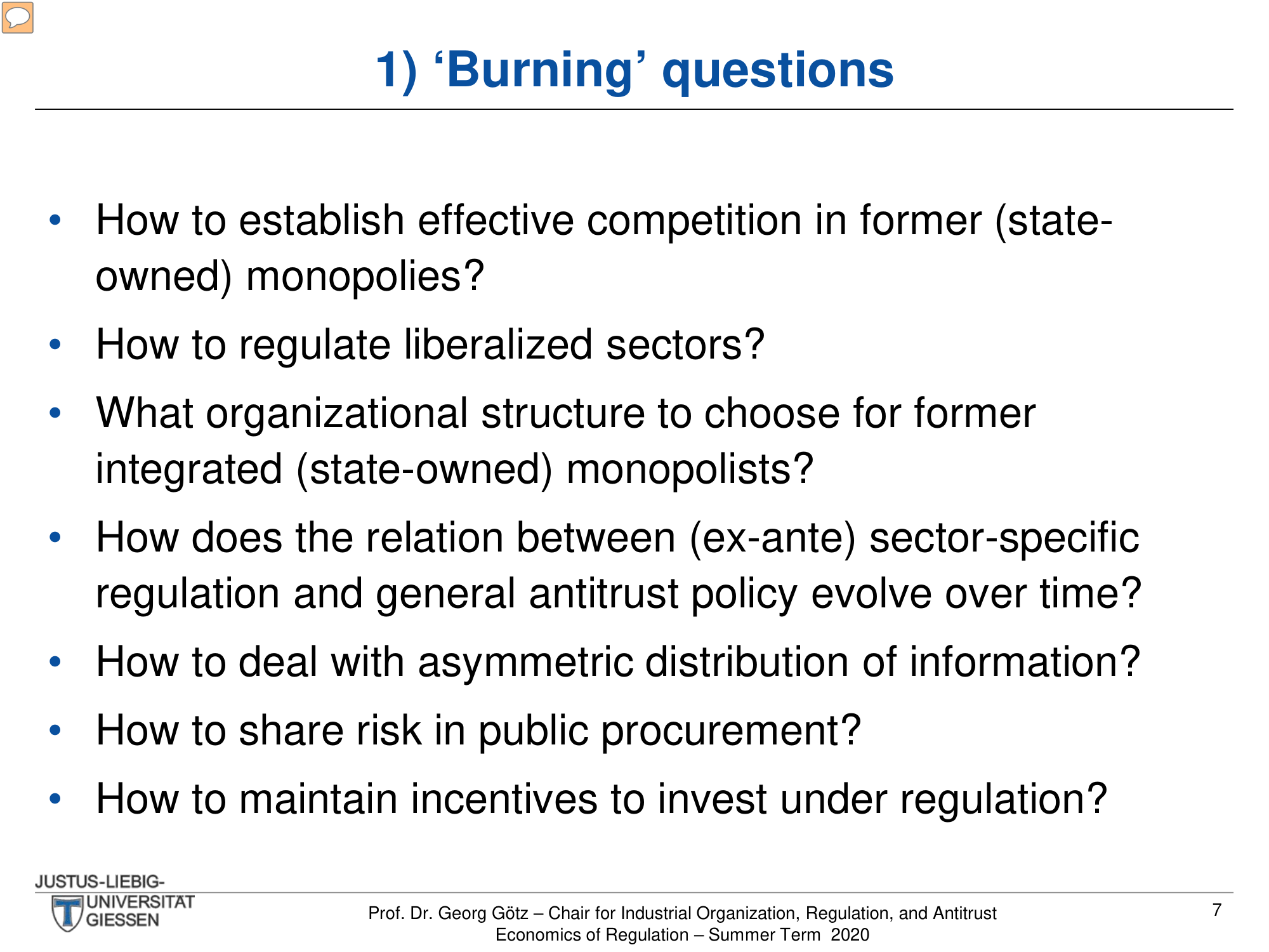 Before: Original slide — seven dense questions as wall of text