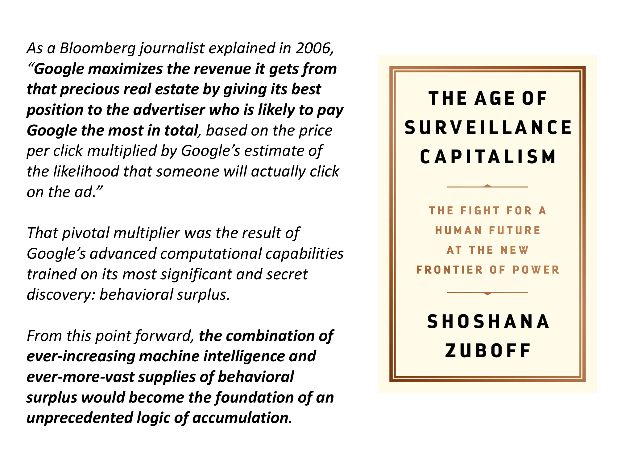 Before: Original slide 28 — long italic quote beside book cover image
