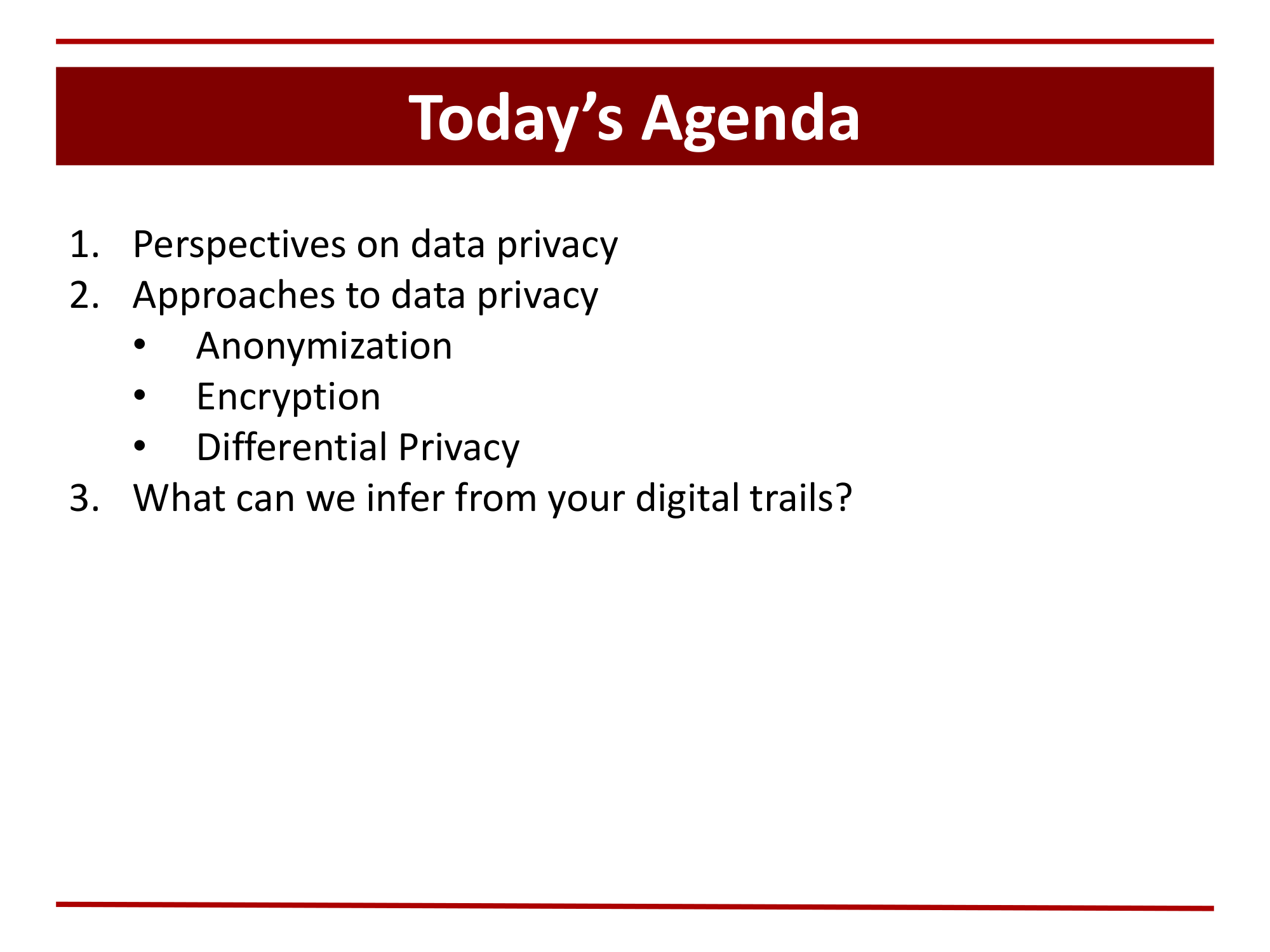 Before: Original slide 3 — plain numbered list on dark-red header