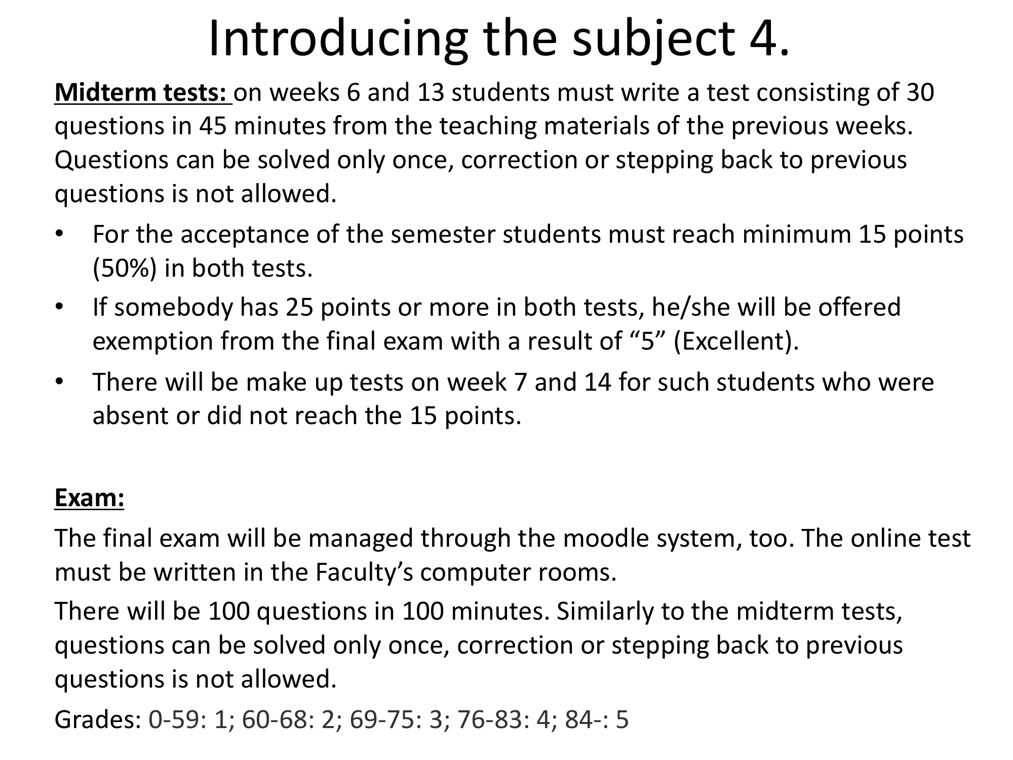 Before: Original slide 5 — dense exam details text