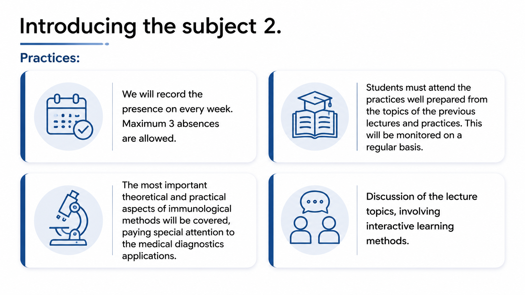 After: Redesigned slide 3 with structured practices layout