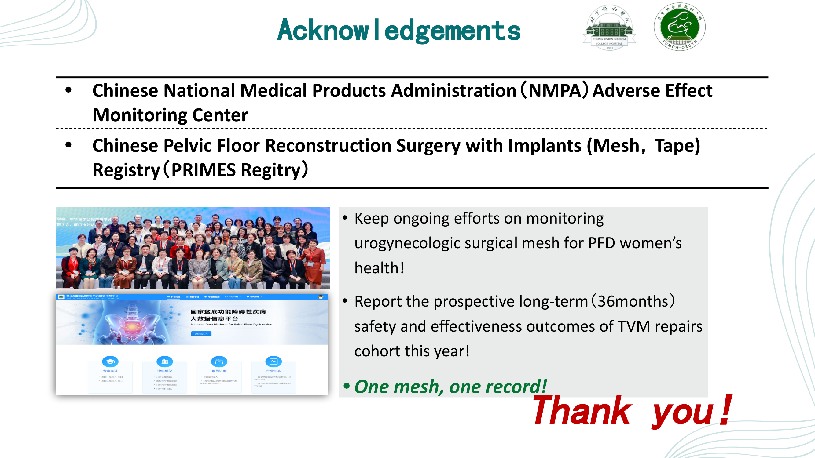 Before: Original slide 22 — bullet points with group photo and handwritten thank you