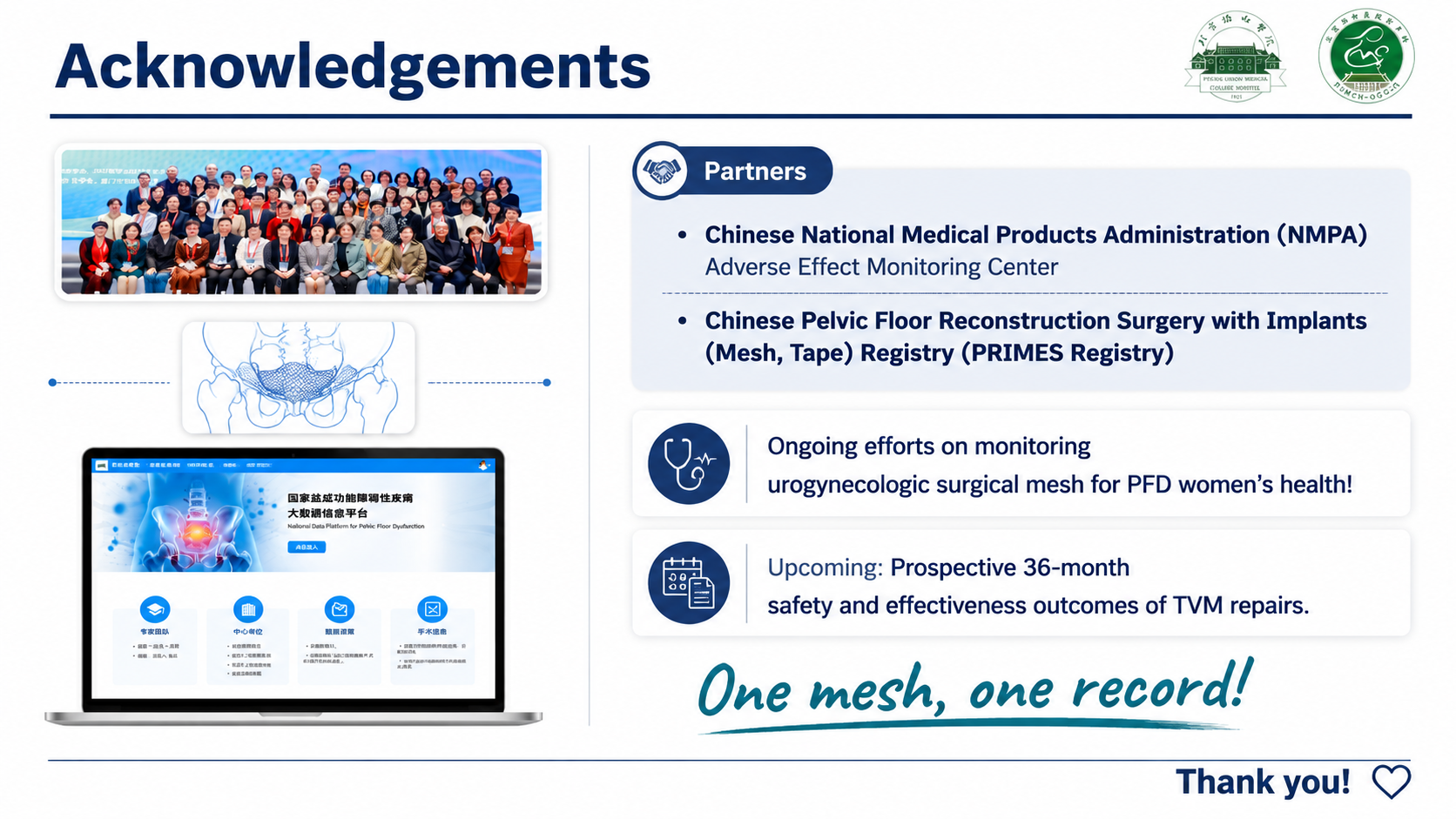 After: Redesigned slide 22 with clean acknowledgements and professional closing
