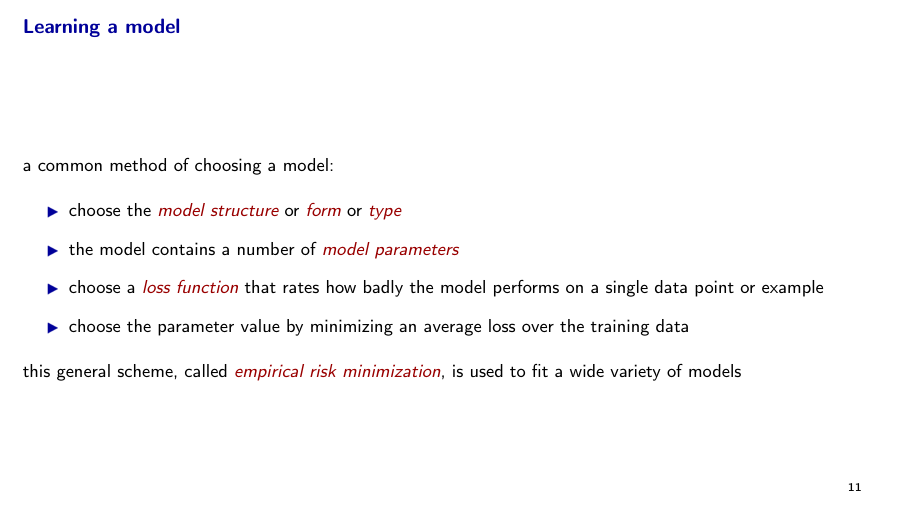 Before: Original slide 11 — bullet chain for empirical risk minimization