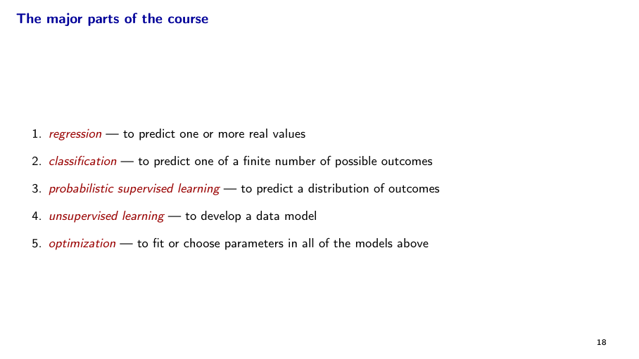 Before: Original slide 18 — numbered course topic list