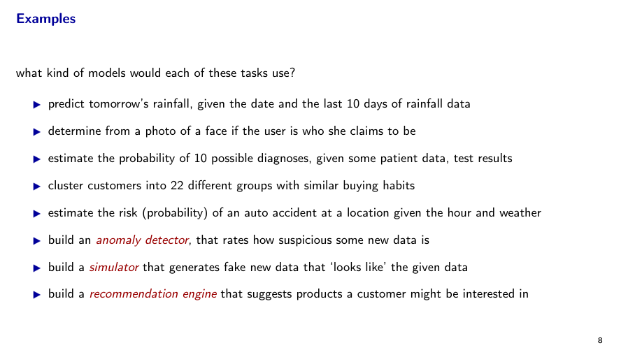 Before: Original slide 8 — flat list of eight ML tasks