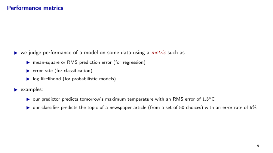 Before: Original slide 9 — flat performance metric bullets