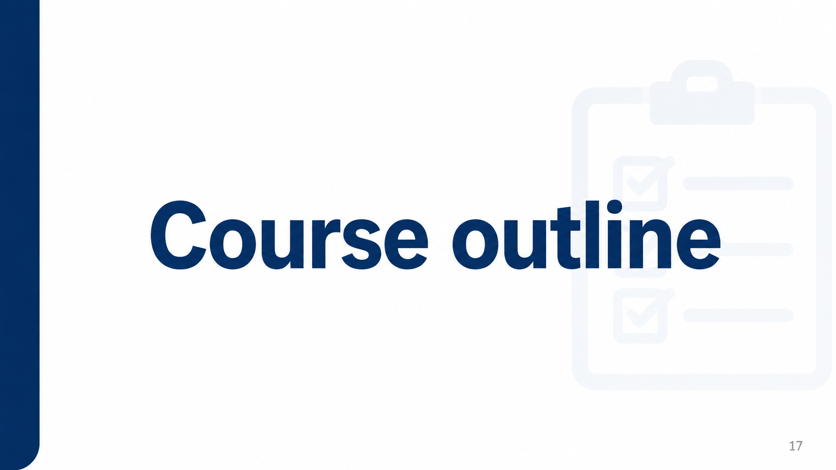 After: Redesigned slide 17 with visual course outline divider