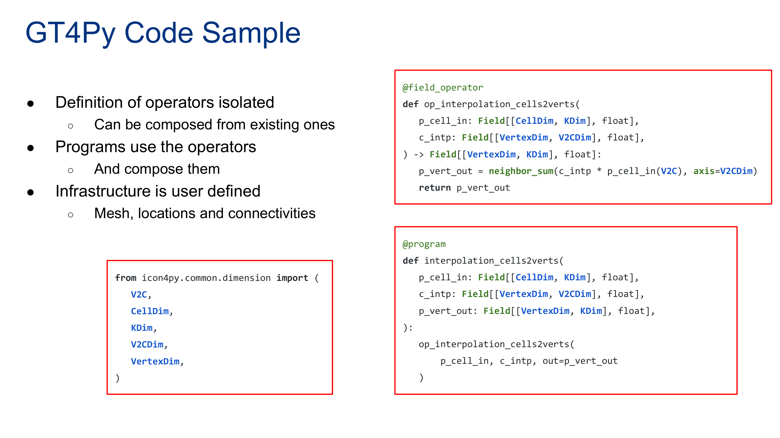 Before: Original slide 16 — red-bordered code boxes