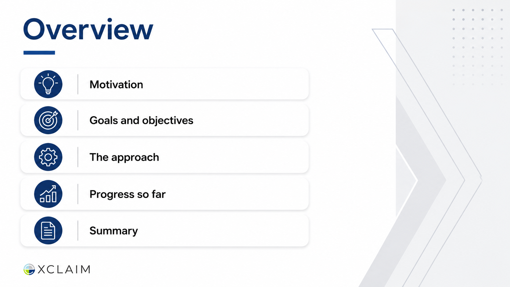 After: Redesigned slide 3 with icon-enhanced agenda cards